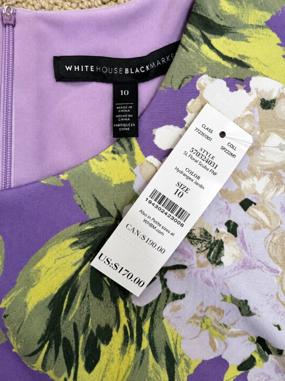 NWT WHBM Hydrangea Jardin Floral Scuba Knit Fit & Flare Dress Size 10 - Picture 7 of 9